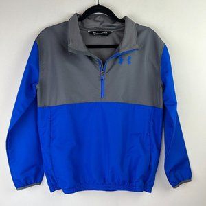 Under Armour Boys Size Large Pull over Jacket Long Sleeve 1/4 Zipper Blue Gray